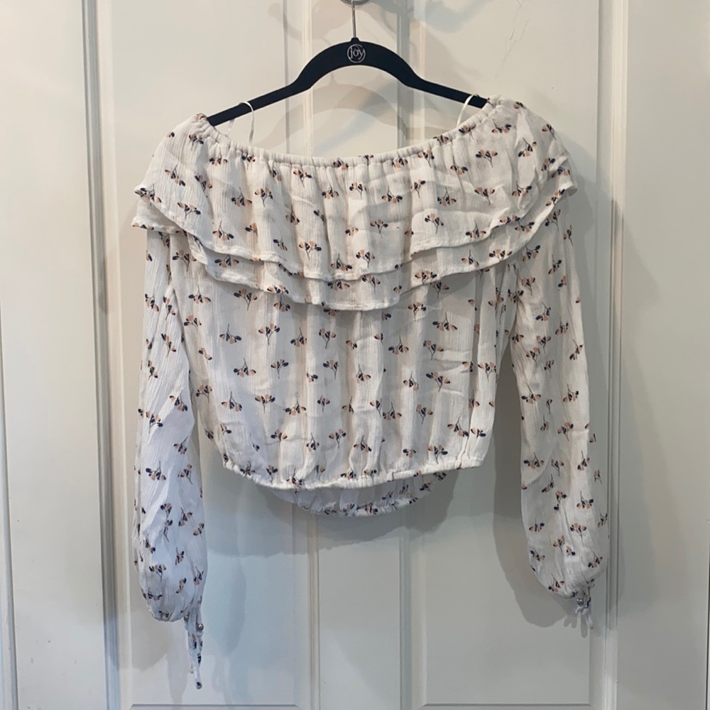 White Floral Crop Top